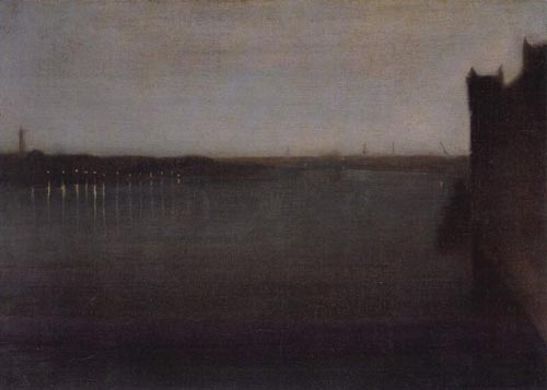 Whistler, James Abbot McNeill. Nocturne in Grau und Gold, Westminster Bridge.Born in the United States, Whistler trained in Russia and France before settling in London. His passion for Japanese art and his interest in creating mood through colour, composition and musical suggestion made him a leading figure of the avant-garde.
