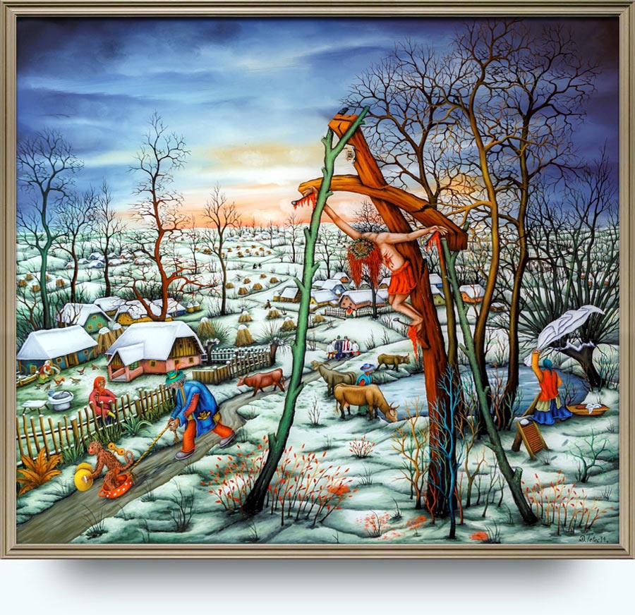 Dražen Tetec (. 1972). Podržani Isusa. Ulje na staklu. 2014. 80×90 cm.