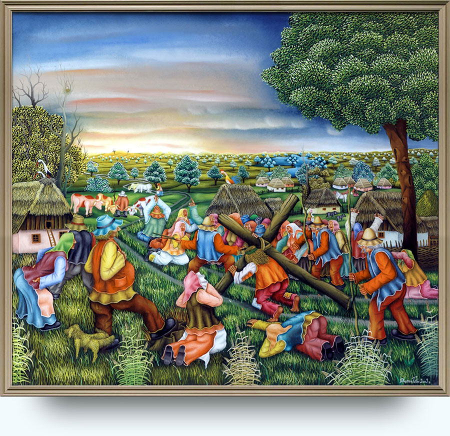 Dražen Tetec (. 1972). Put do Kalvarije. 2009. Ulje na staklu. 70×80 cm.