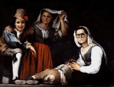 Murillo, Bartolome Esteban. Four Figures on a Step c. 1655–60. Oil on canvas. 109.9×143.5 cm. Kimbell Art Foundation, Fort Worth, Texas.