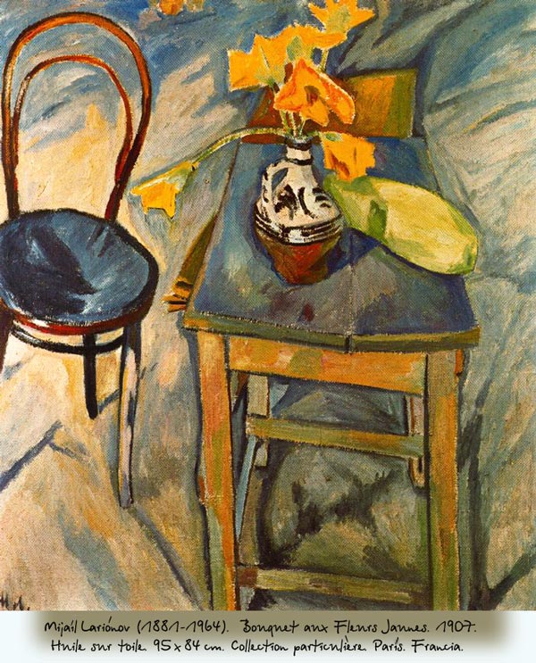 Mijaíl Lariónov (1881–1964). Bouqet aux Fleurs Jaunes. 1907. 95×84 cm. Collection particulière. París. Francia.