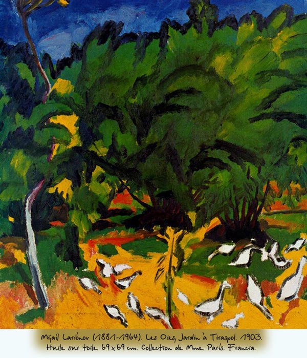 Mijaíl Lariónov (1881–1964). Les Oies, Jardin à Tiraspol. 1903. Huile sur toile. 69×69 cm. Collection particulière. París. Francia.