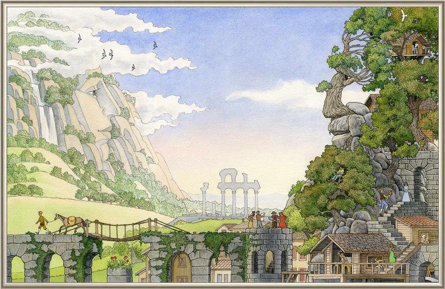Jonathan Day, aka Mad Pencil (b. 1954 in Juneau, Alaska; currently: Alpine, Oregon, USA). Mother Nature Father Time II. Pen, ink, watercolor. 2013.