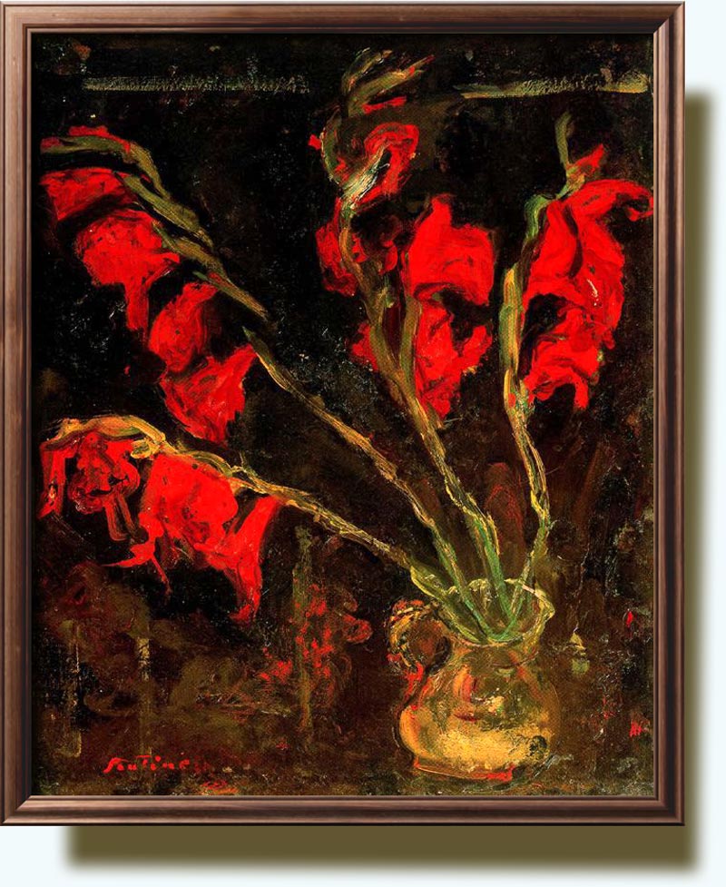 Chaim Soutine (1893–1943). Glaieuls Rouges. Oil on canvas. Circa 1919. 56×48 cm. Paris, Musee de L’Orangerie.