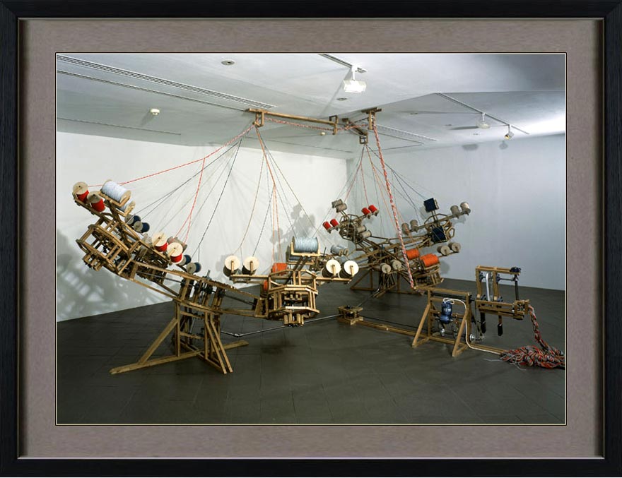 Conrad Shawcross (b. 1977 in London). The Nervous System. 2003. Mixed media including oak, motor & cord. http://www.saatchi-gallery.co.uk/artists/artpages/conrad_shawcross_nervous_1.htm