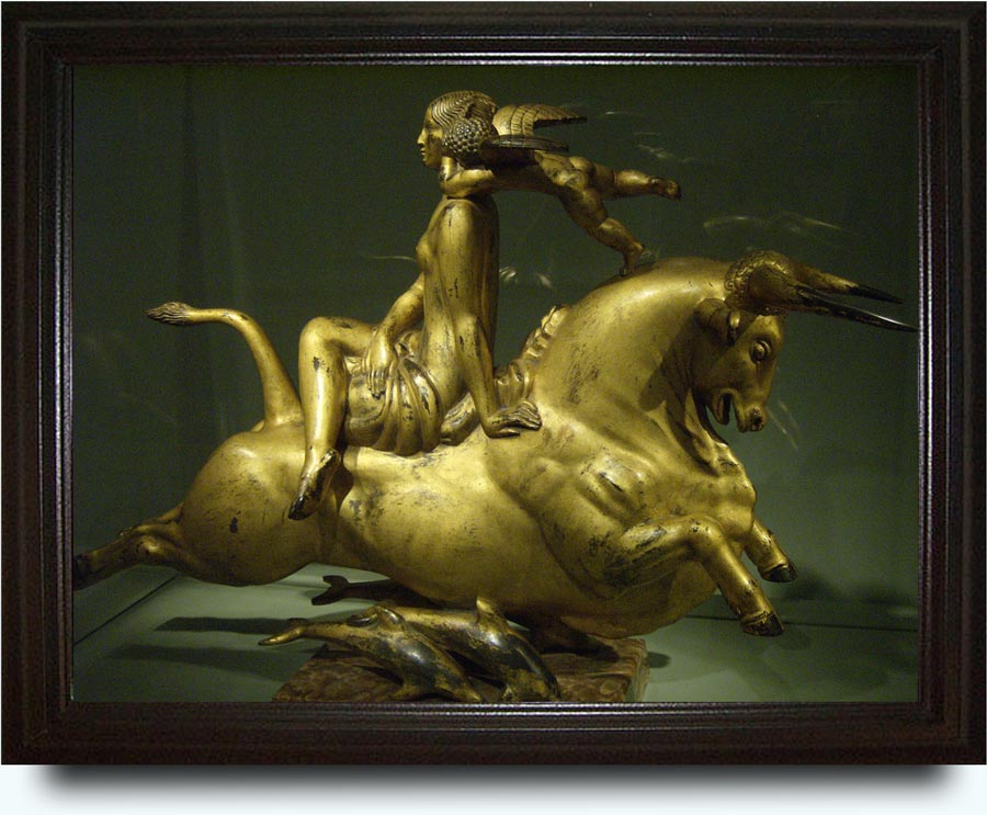 Paul Manship (b. 1885 in St. Paul, Minnesota; d. 1966 in New York). Flight of Europa. 1925. Gilded bronze on marble base. 56.2×78.8×19.8 cm. Smithsonian American Art Museum, 1st Floor, North Wing.