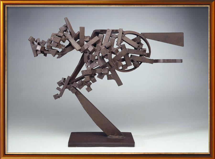 David Smith, christened David Roland Smith (b. 1906 in Decatur, Indiana; d. 1965). School: Abstract Expressionism (First Generation). Raven IV. 1957. Steel. 71.4×82.2×33.5 cm. Incl. base H: 2.4 cm. Wt. 36.0 kg. Hirshhorn Museum and Sculpture Garden, Washington, DC, US.