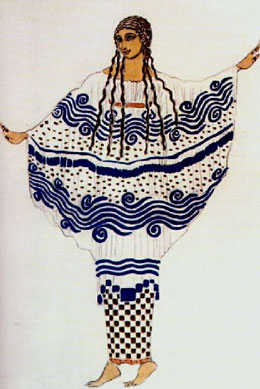 Costume Design by Leon Bakst. L’apres-midi d’un faune, another nymph. 1912