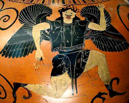 GORGON. Museée du Louvre, Paris, France. Ware: Attic Black Figure. Shape: Amphora, Neck. Painter: ? Date: ca 550–500 BC. Period: Archaic.