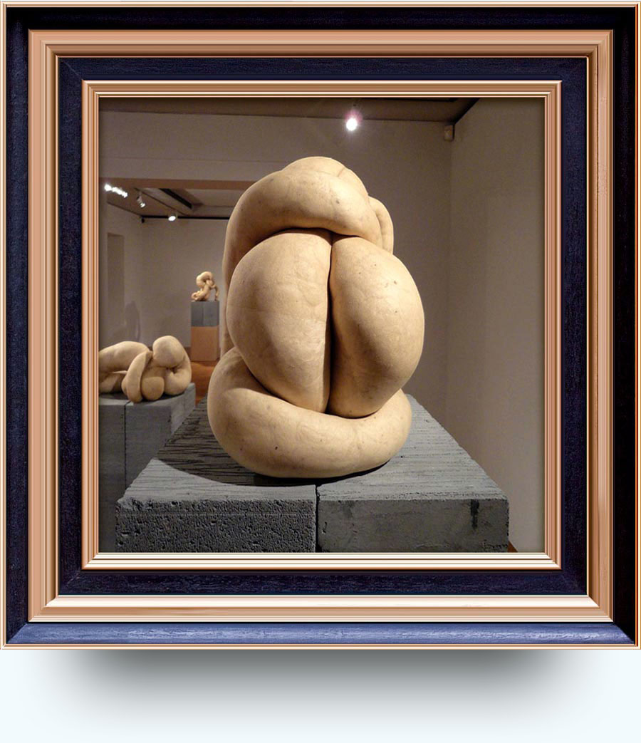 Sarah Lucas (b. Holloway, London, 1962). Nuds II. 2009. Tights, fluff, wire. From the exhibition «NUDS cycladic» by Sarah Lucas at the Museum of Cycladic Art.