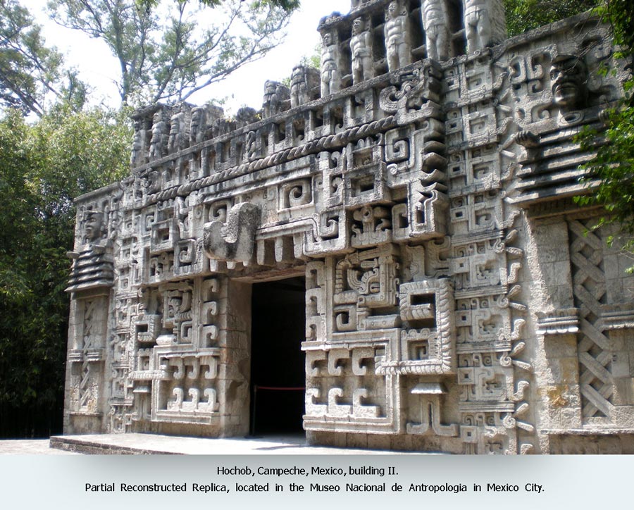 Hochob, Campeche, Mexico, building II. Partial Reconstructed Replica, located in the Museo Nacional de Antropologia in Mexico City
